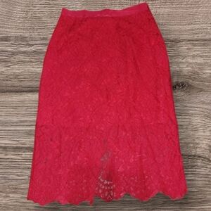 WOMEN'S H&M RED LACE PENCIL SKIRT